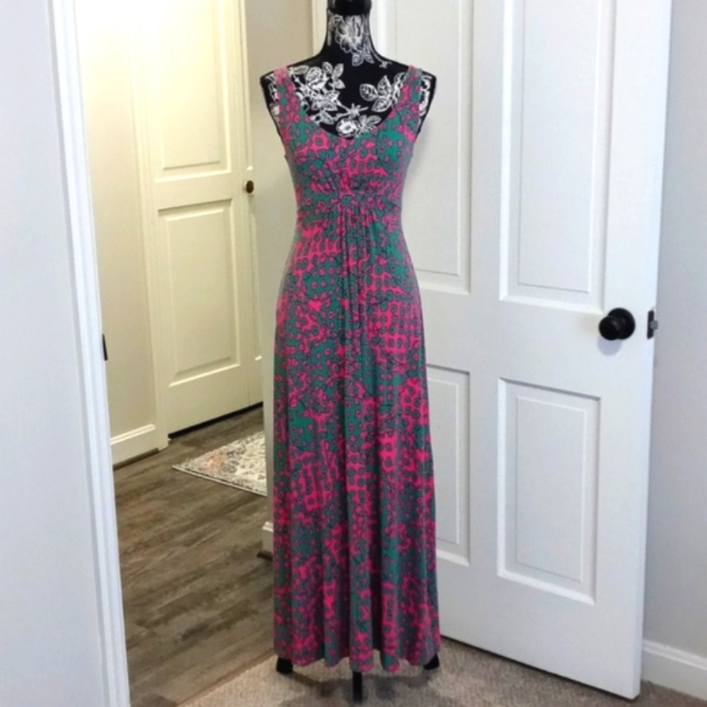 💚Boden💚 - Pink/Green Sienna Jersey Sleeveless Maxi Dress